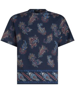 Etro Blaues paisley foliage t-shirt
