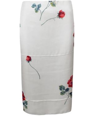 N°21 Rokken ,Wit ,Leer Floral Kokerrok - Grijs