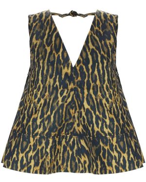 Ganni Sleeveless Tops - Green