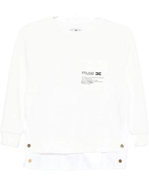 Elisabetta Franchi Sweater Mit Grafikdruck Und Knopfdetails - Weiß