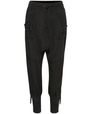 Cream Straight Trousers - Black