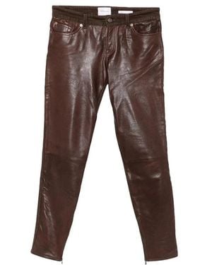7 For All Mankind Leather Trousers - Brown