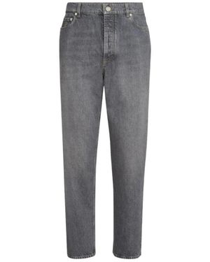 Brunello Cucinelli Greyscale Denim Iconische Pasvorm Vijf-Zakken Broek - Grijs