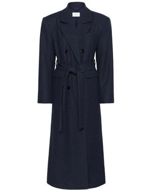 Gestuz Jassen ,Blauw ,Blauwe Avondjas Met Brede Kraag