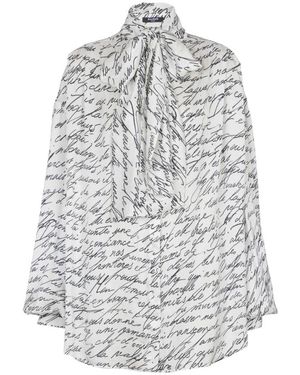 Balmain Camicia con collo lavallière e stampa "lettera d'amore" - Grigio