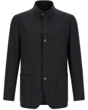 Lardini Jassen ,Zwart ,Leer Field Jacket