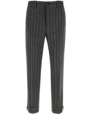 Versace Geborduurde Wolbroek - Grijs