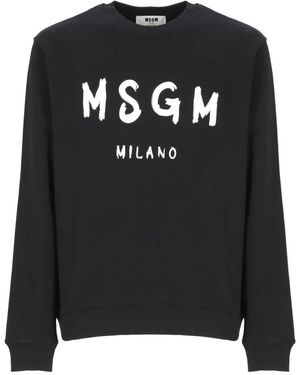 MSGM Schwarzer Baumwoll-Crewneck-Sweatshirt Mit Logo