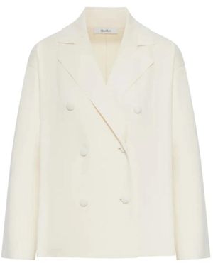 Max Mara Geknöpfter Crêpe-Blazer - Weiß