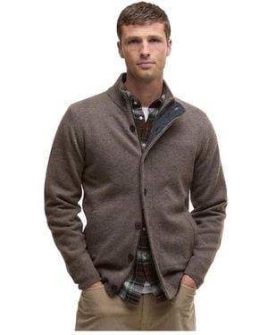 Barbour Essent Patch Zip Through Gestrickter Pullover - Braun