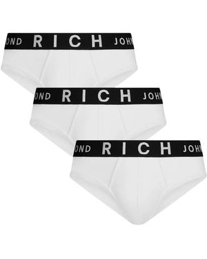 John Richmond Tripack weiße baumwollrippslips mit niedrigem bund,tripack weiße baumwollripp-slips mit niedrigem bund
