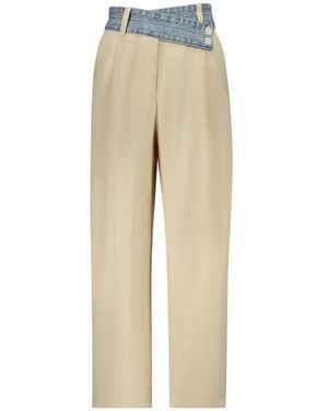 Desigual Straight Trousers - Natural