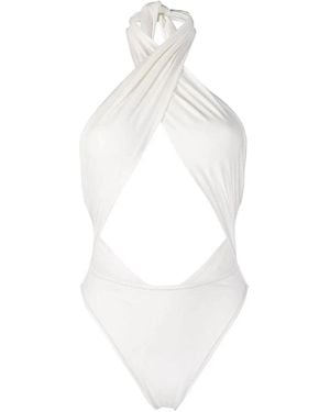 Reina Olga Cremiges wildleder crossover swimsuit - Weiß