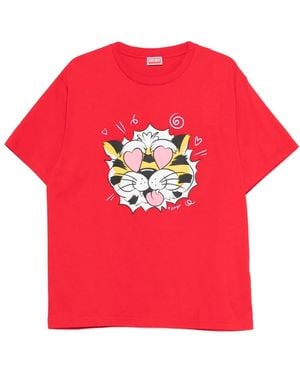 KENZO Tops ,Rood ,Katoen Wild Tiger T-Shirt