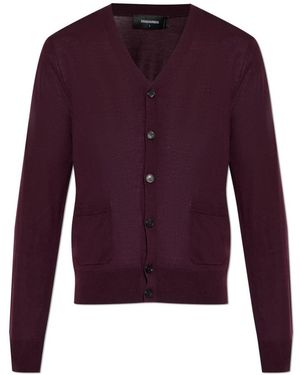 DSquared² Truien & Vesten ,Rood ,Wol Wollemantel Met Zakken - Paars