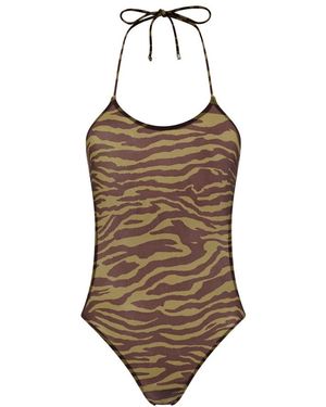 The Attico Zebra Print Badpak Donkergroen/Bruin