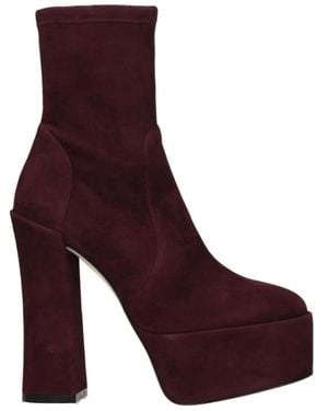 Stuart Weitzman Lila Wildleder High Heel Stiefeletten