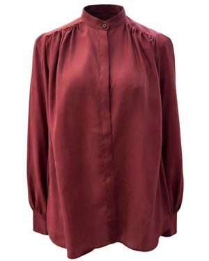 MARSĒM Overhemden ,Rood ,Organza Camicia Coreana Met Pofmouw Organza-Effect