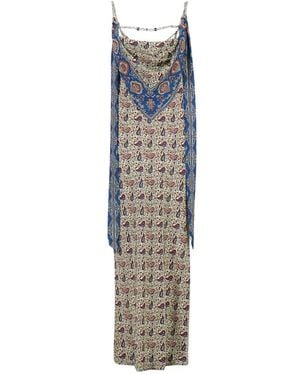 Rabanne Bandana Paisley Satin Maxikleid - Blau