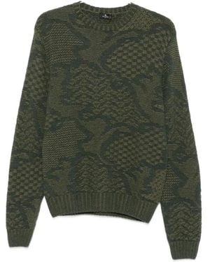 Etro Jacquard-Strickpullover Mit Rundhalsausschnitt - Grün