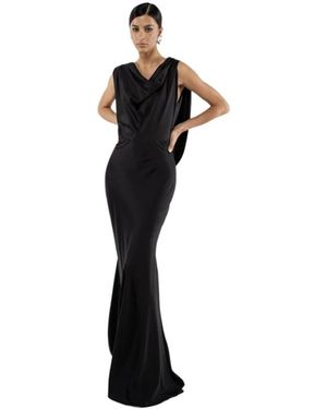 ACTUALEE Zwarte Polyester Lange Jurk