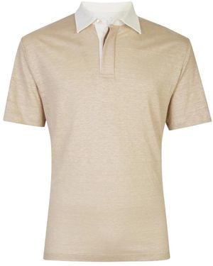 Eleventy Linnen Jersey Poloshirt Met Contrasterende Kraag - Naturel
