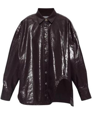 The Attico Draped V-Neck Shirt - Paars