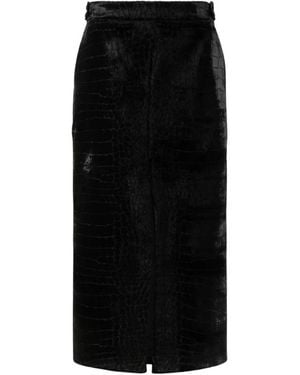 Tom Ford Krokodillenprint Midi Rok - Zwart