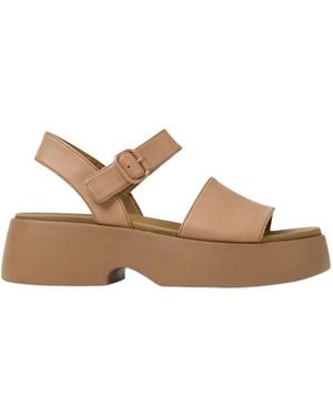 Camper Stijlvolle Platform Sandalen Voor Comfort - Bruin