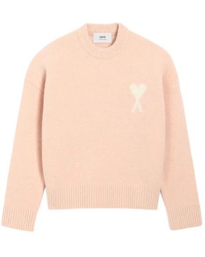 Ami Paris Round-Neck Knitwear - Pink