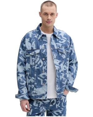 KARL LAGERFELD Jassen ,Blauw ,Denim Relaxed Monogram Denim Jacket