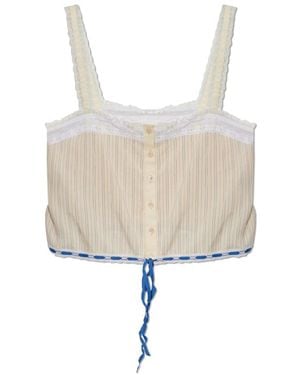 Chloé Tops ,Katoen Camisole Top Met Kanten Inzetstukken - Wit