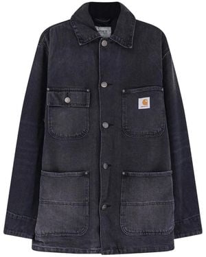 Carhartt Jassen ,Zwart ,Denim Aden Denim Jacket - Blauw