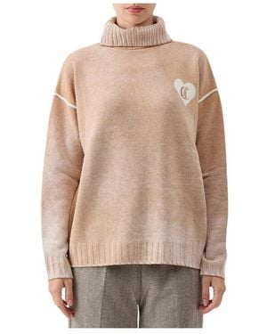 Just Cavalli Truien & Vesten ,Wol Collo Alto Logo - Naturel