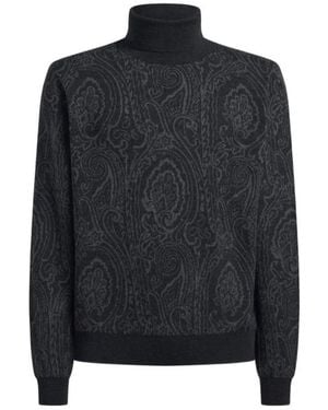 Etro Paisley Jacquard Rollkragenpullover - Schwarz