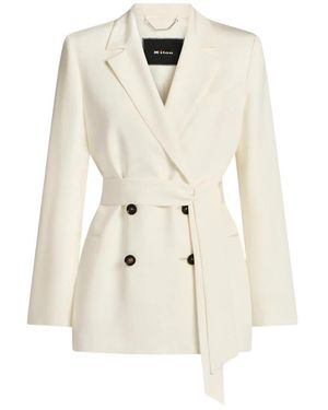 Kiton Silk Satin Double-Breasted Jacket - Naturel