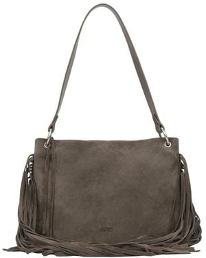 ESTRO Velourschultertasche Mit Langen Fransen - Grau