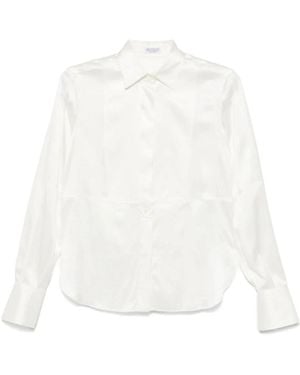 Brunello Cucinelli Weiße Seiden Satin Hemd Klassischer Stil
