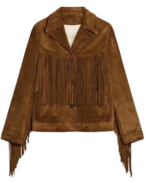 Golden Goose Fringed Kalbsleder Journey Jacke - Braun