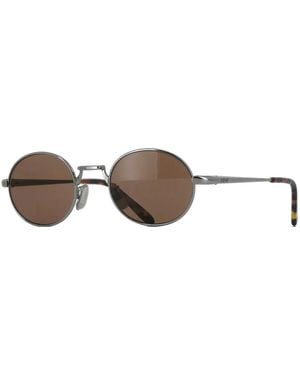 Loewe Silberne Ovale Sonnenbrille Mit Dunklen Gläsern - Braun