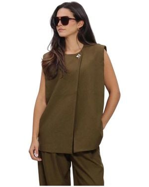 Y.A.S Jassen ,Groen ,Leer Yascolera Gilet S - Bruin