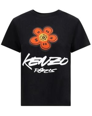 KENZO Futura Grafische Bloem T-Shirt - Zwart