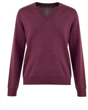 Tom Ford Seiden V-Ausschnitt Pullover Lila Glänzend
