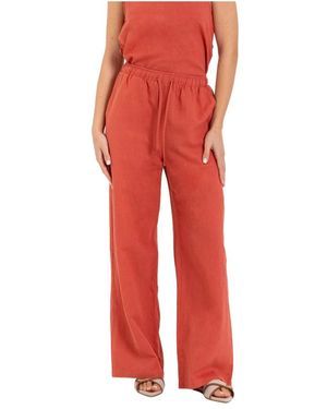 Kocca Broeken ,Bruin ,Katoen High-Waisted Wide-Leg Broeken - Rood