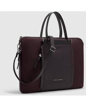 Piquadro Schlanke Erweiterbare Laptoptasche 15,6" - Schwarz