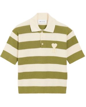Ami Paris Tops ,Groen ,Katoen De Coeur Striped Polo - Geel