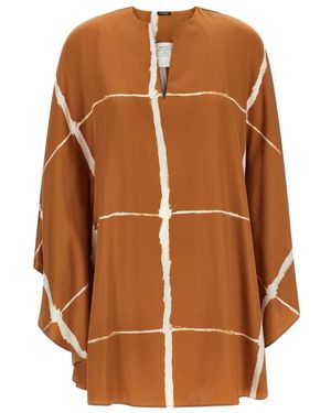 Kiton Overhemden ,Bruin ,Satijn Zijden Satijnen Blouse