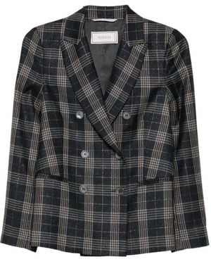 Peserico Karierter Zweireiher-Blazer - Schwarz