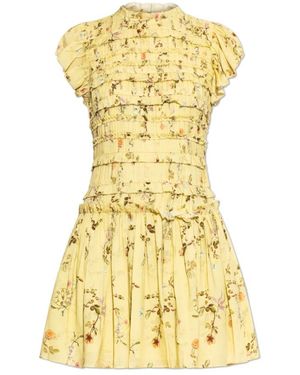 AllSaints Kleedjes ,Geel ,Lauren Bloemen Ruffle Mini Jurk