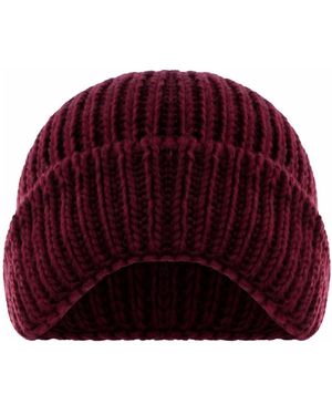 Kocca Accessoires ,Rood ,Ribbed Knit Hat And Scarf Set - Paars